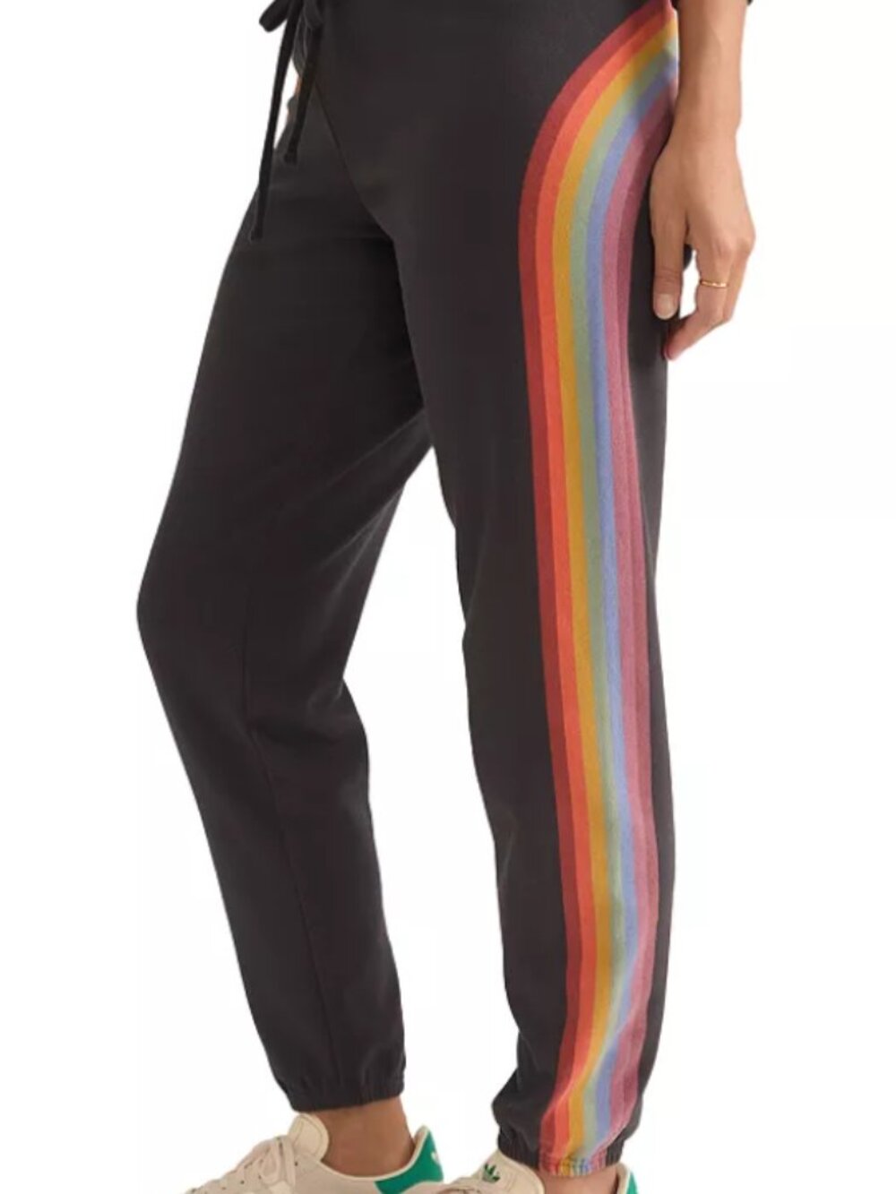 Marine Layer Anytime Rainbow Striped Sweatpants - Size L - Washed Black